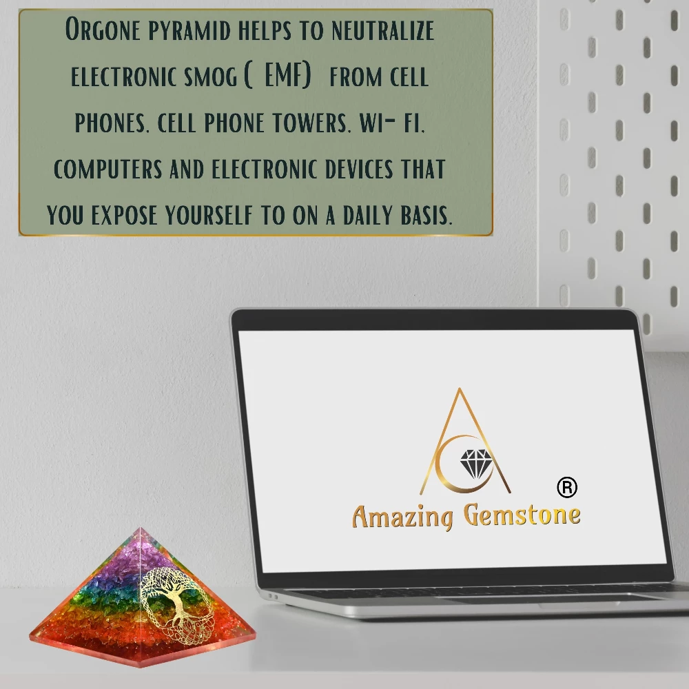 Chakra Onyx Orgone Pyramid - Big Tree of Life