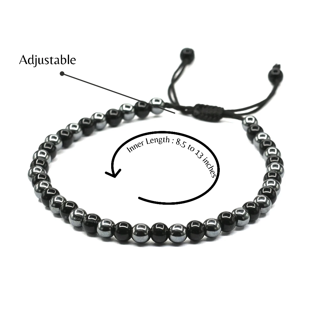 Anti Swelling Black Obsidian Hematite Set Of 3 Anklet (Without Knot)