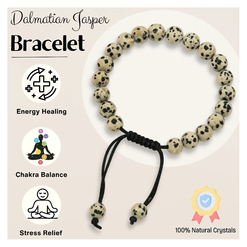 Dalmatian Jasper Bracelet (Adjustable)