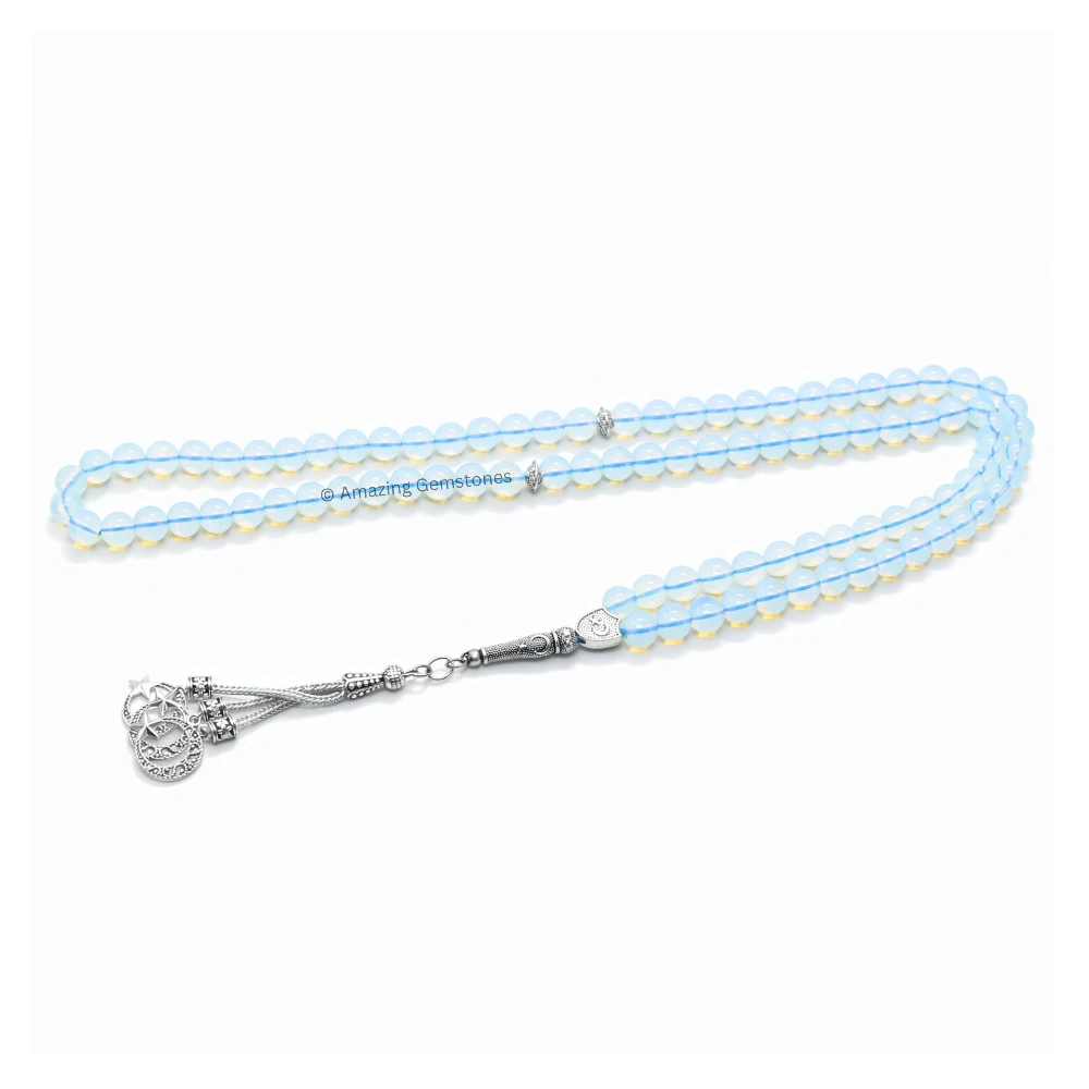 Opalite Tasbeeh Sibha Prayer Beads (Silver)