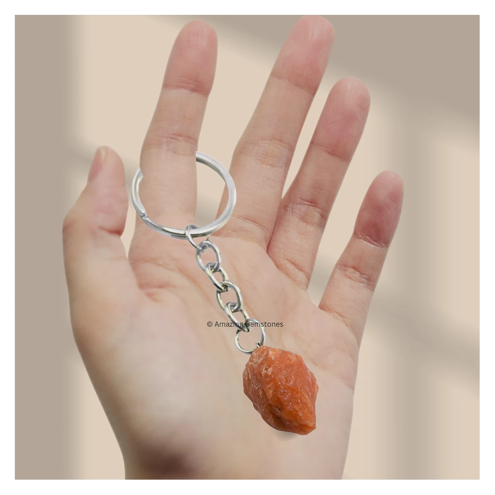 Peach Moonstone Keychain Keys Holder (Raw)