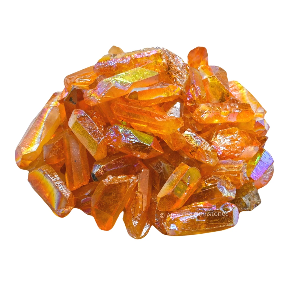 Tangerine Aura Quartz Raw Crystal Points (2 Pieces)