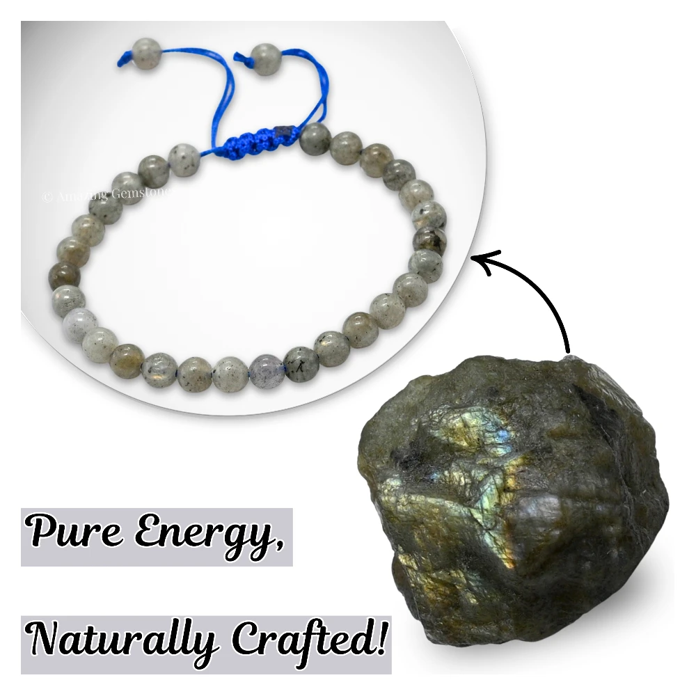 Labradorite Healing Crystal Bracelets - 6mm Beads (Adjustable)