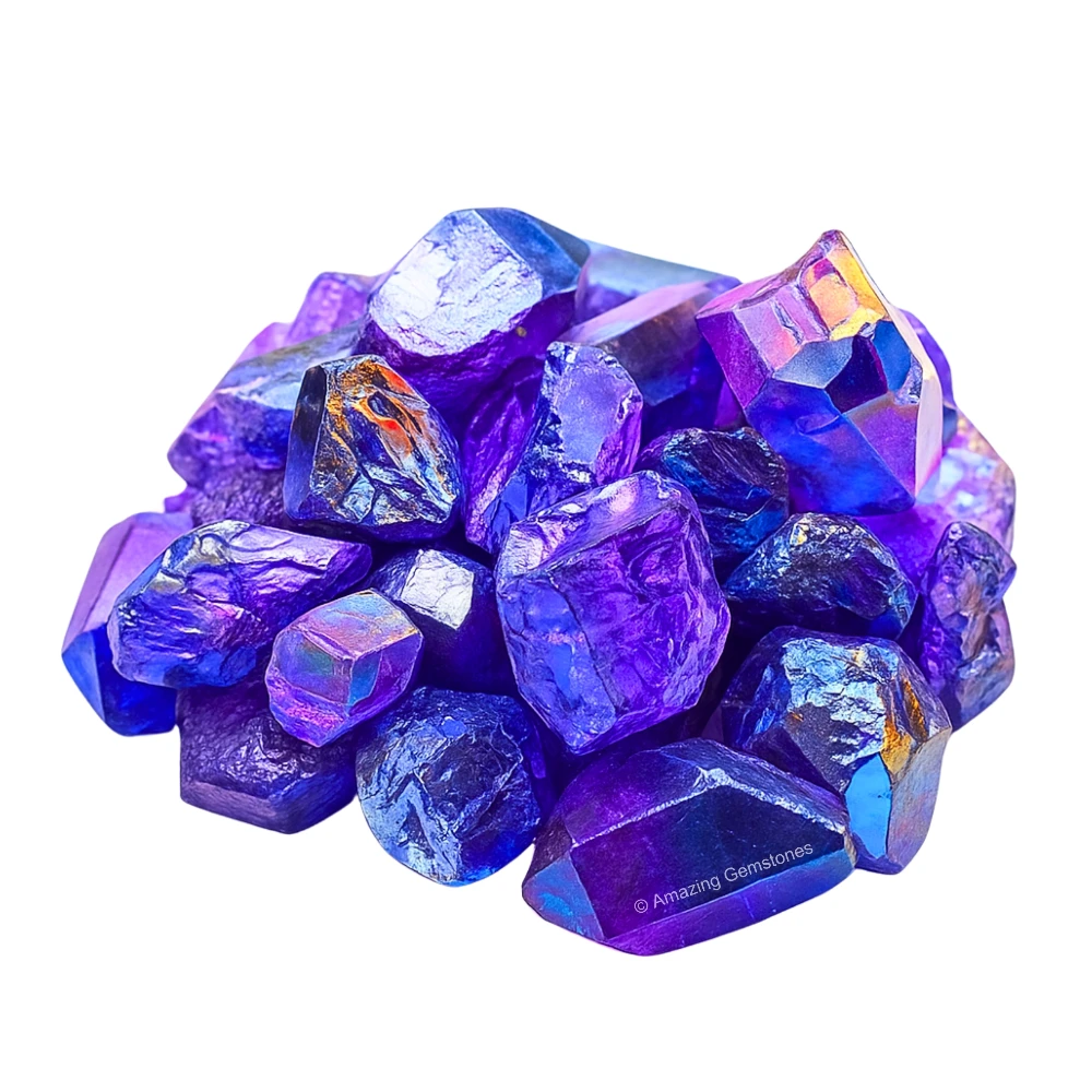 Amethyst-Tanzine Aura Quartz Raw Crystals (5 Pieces)