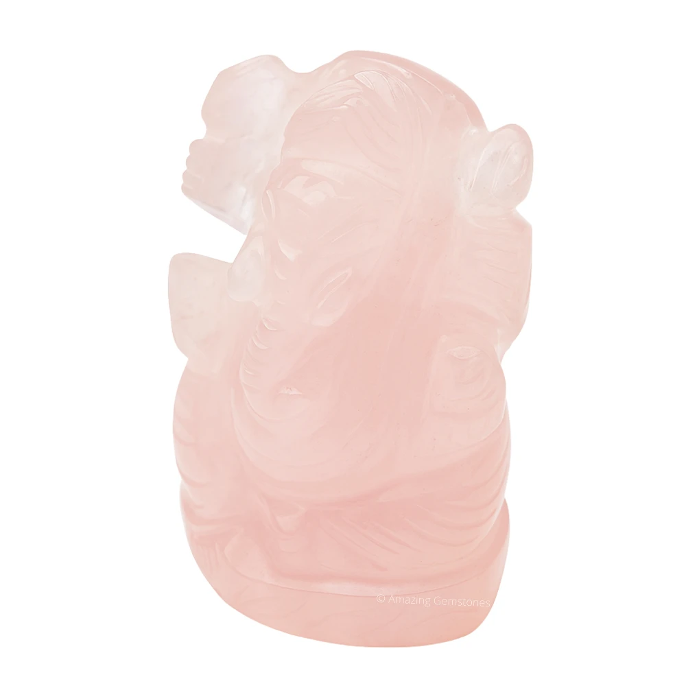 Rose Quartz Ganesha Crystal Idol