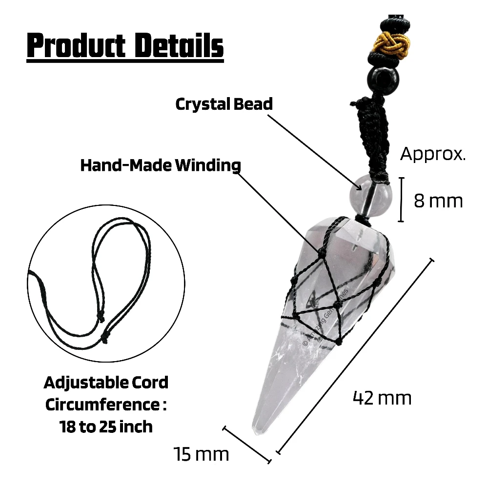 Clear Quartz Pendulum Pendant Necklace (Macrame)