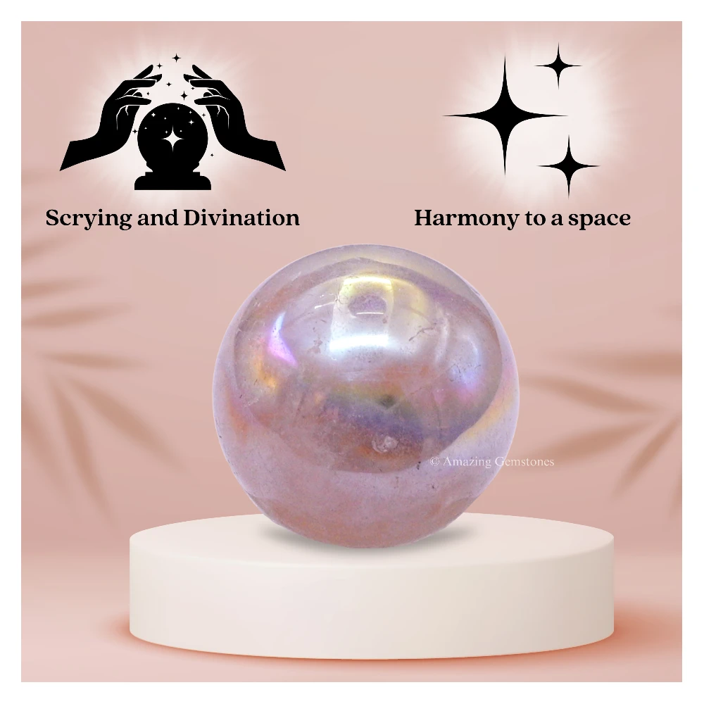 Angel Aura Rose Quartz Sphere (1 Inch)