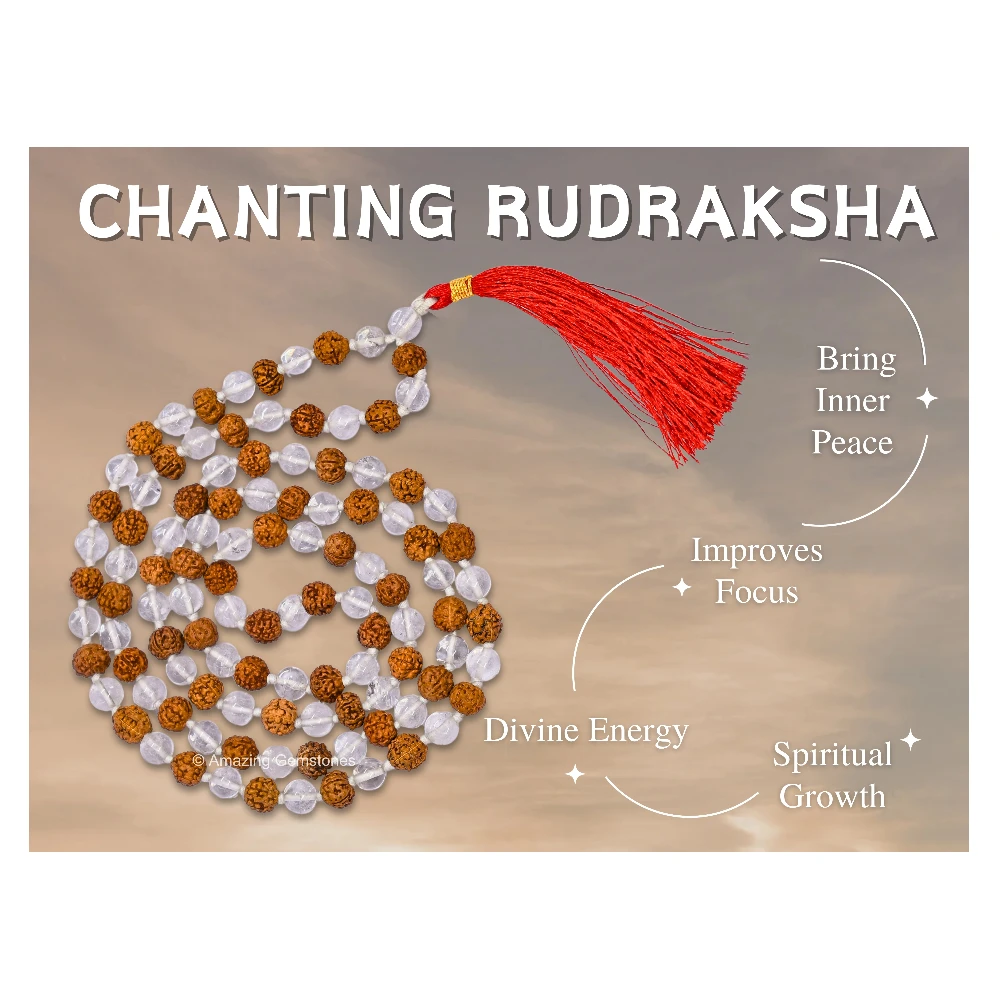 Rudraksha Sphatik Mala (Hand Knotted)