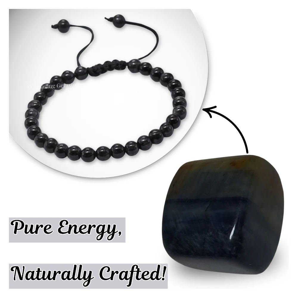 Blue & Black Tiger Eye Healing Crystal Bracelets - 6mm Beads (Adjustable)