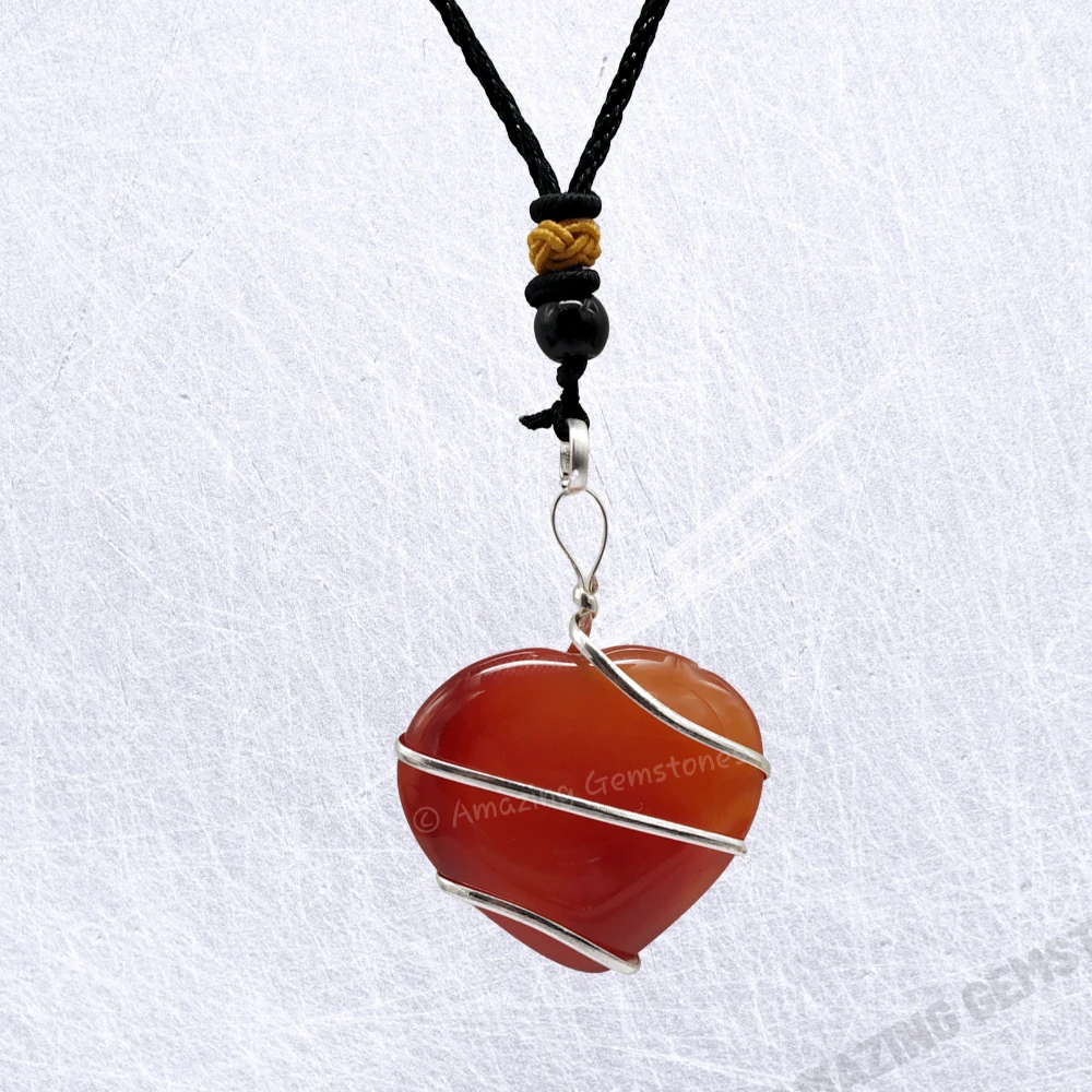 Carnelian Necklace - Spiral Heart (Silver)