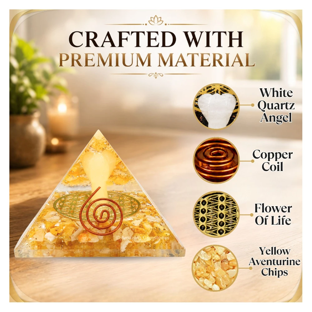Yellow Aventurine Orgone Pyramid - Angel Glow in Dark