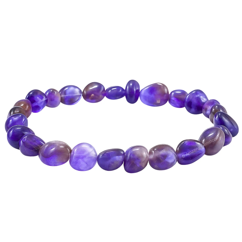 Amethyst Tumbled Stone Bracelet (Stretchable)