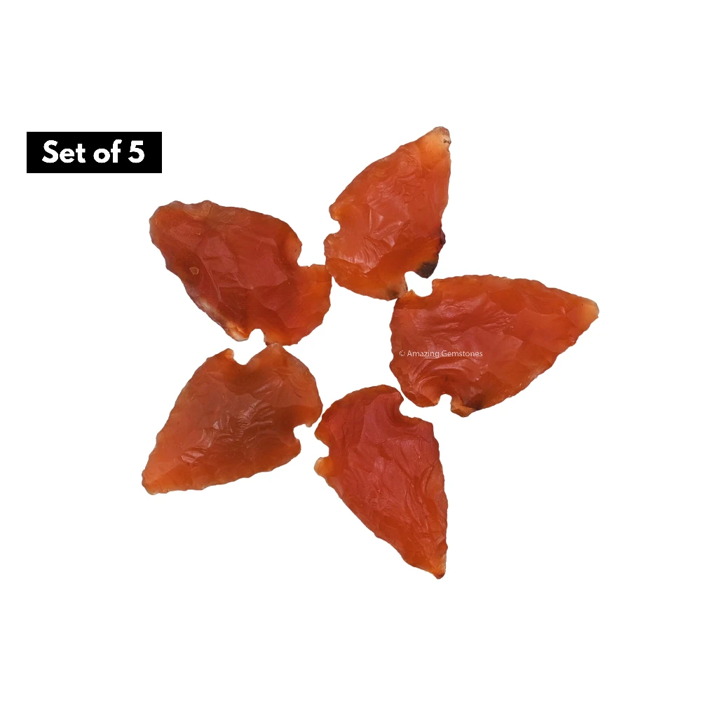 Carnelian Crystal Arrowhead - 1" to 1.5" (5 Pieces)