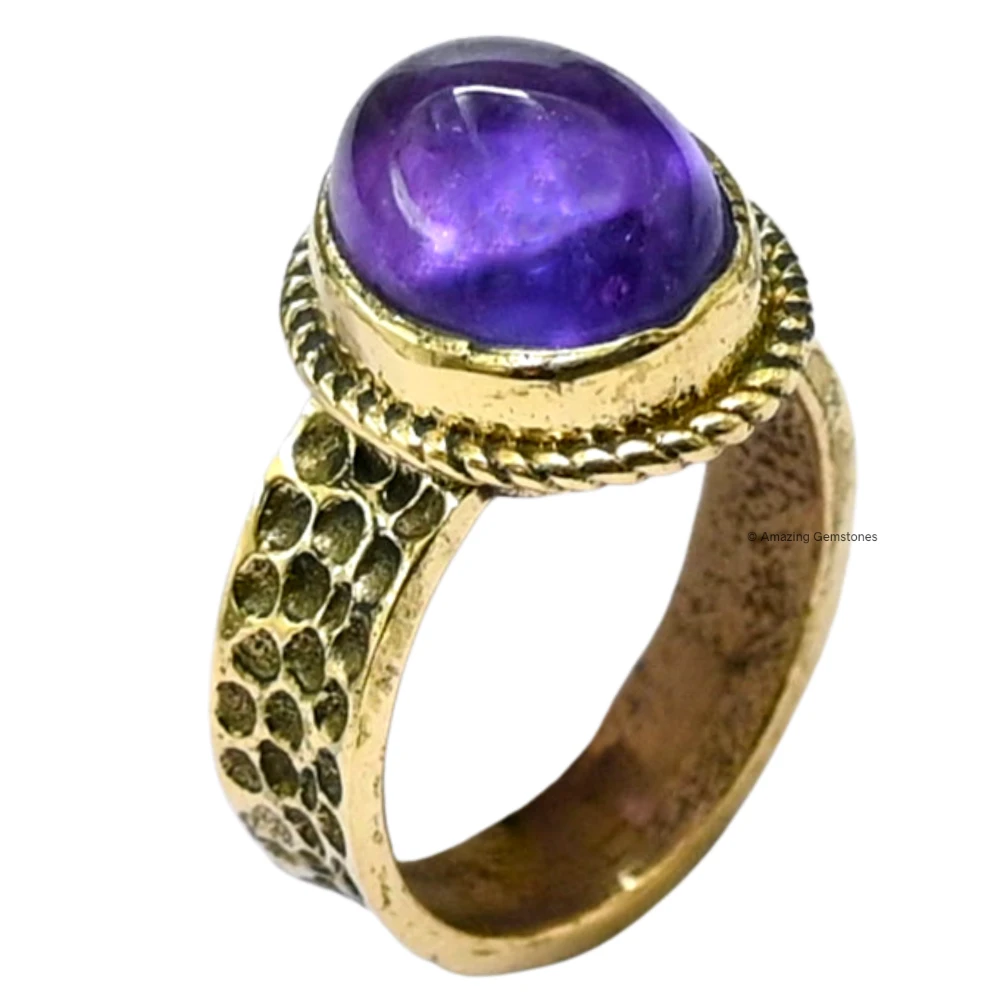 Amethyst Crystal Ring (Gold)