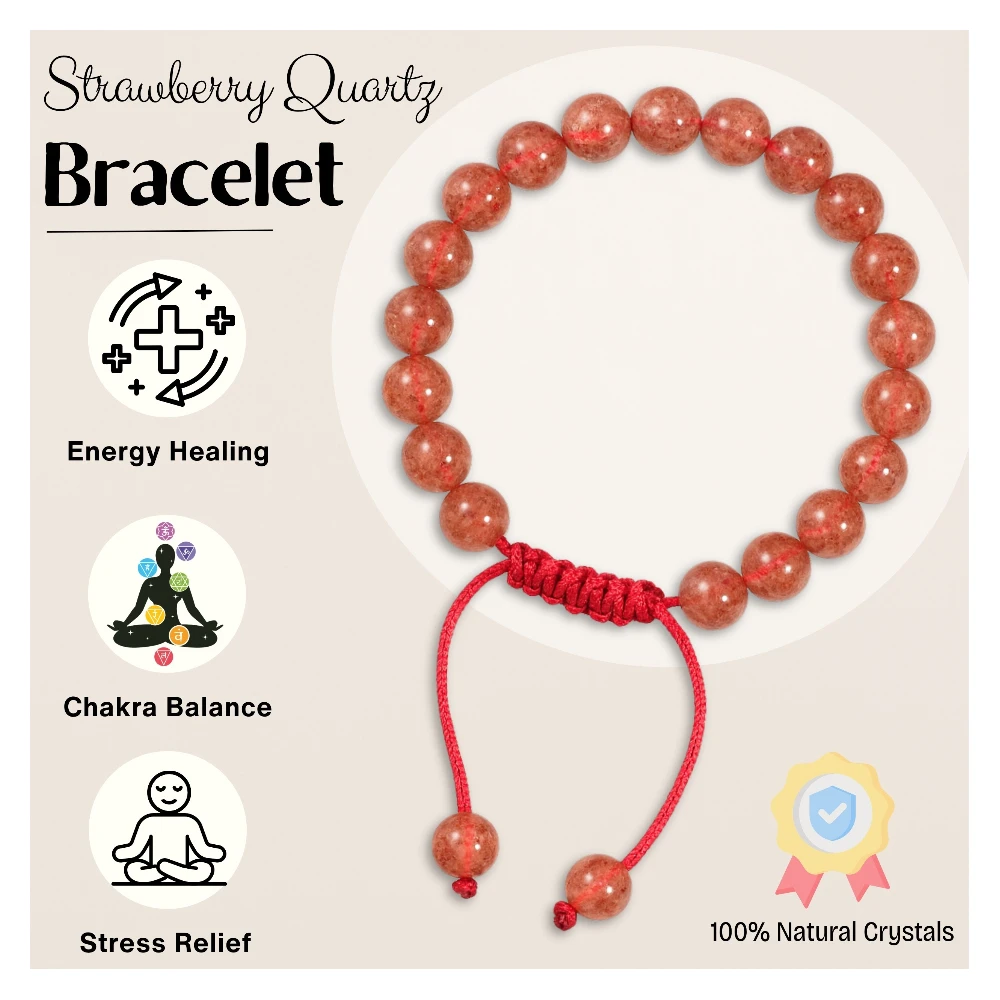 Strawberry Quartz Bracelet (Adjustable)