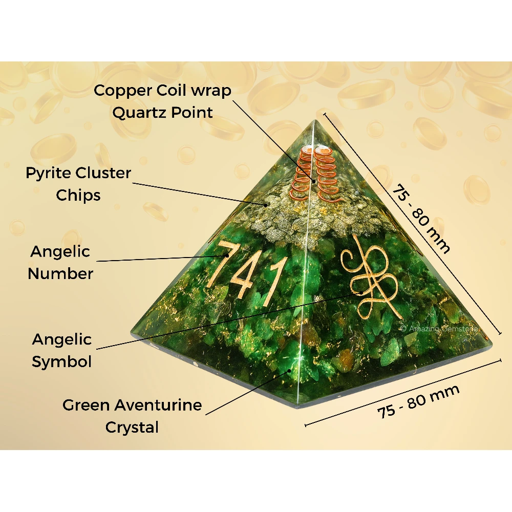 Zibu Money Green Aventurine Orgone Pyramid