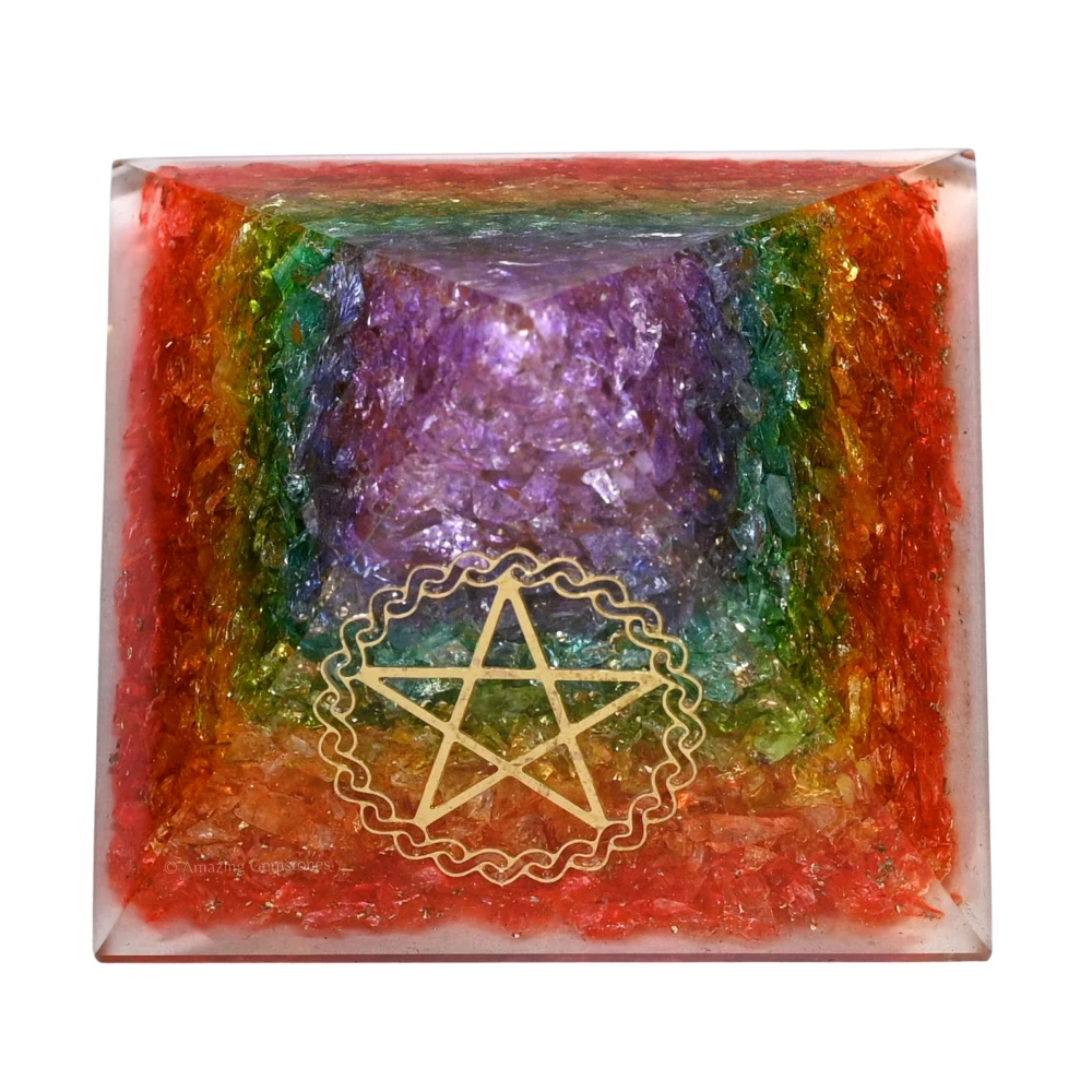 Chakra Onyx Orgone Pyramid - Pentacle