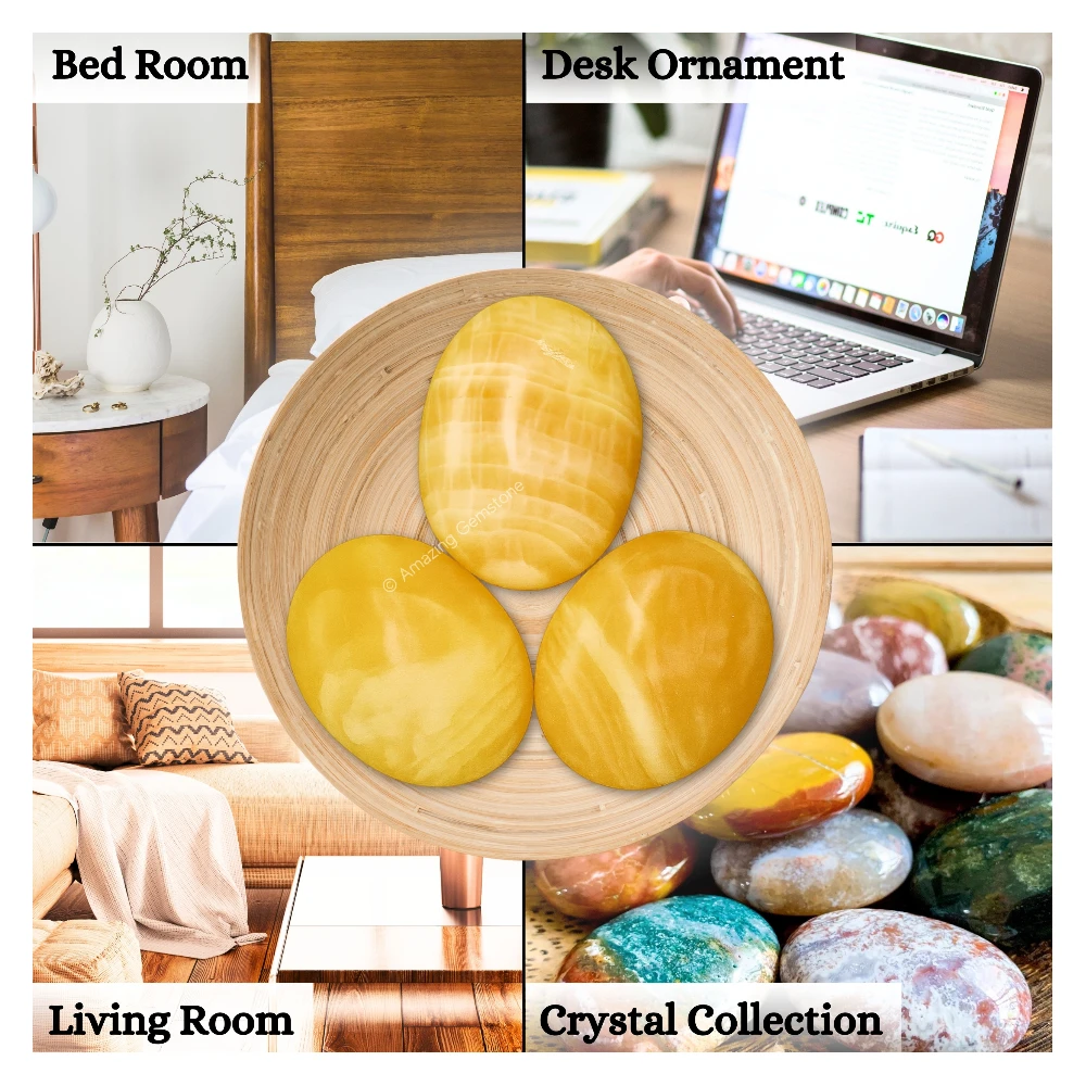 Yellow Calcite Palm Stone