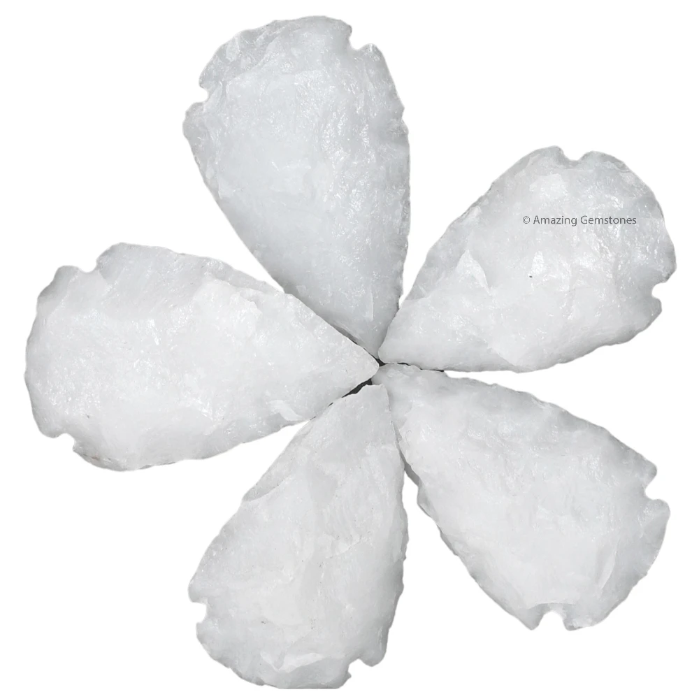 Snow Quartz Crystal Arrowhead - 1" to 1.5" (5 Pieces)