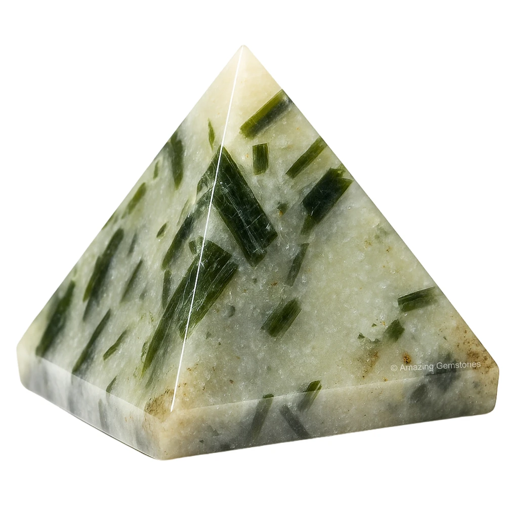 Green Tourmaline in Quartz Pyramid (2 Inch)
