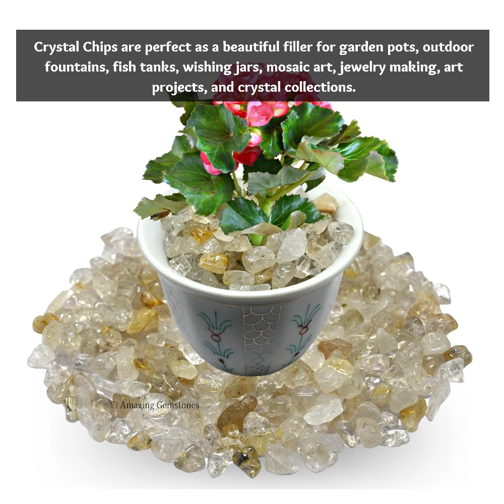 Golden Rutilated Quartz Chips - Pre Drilled