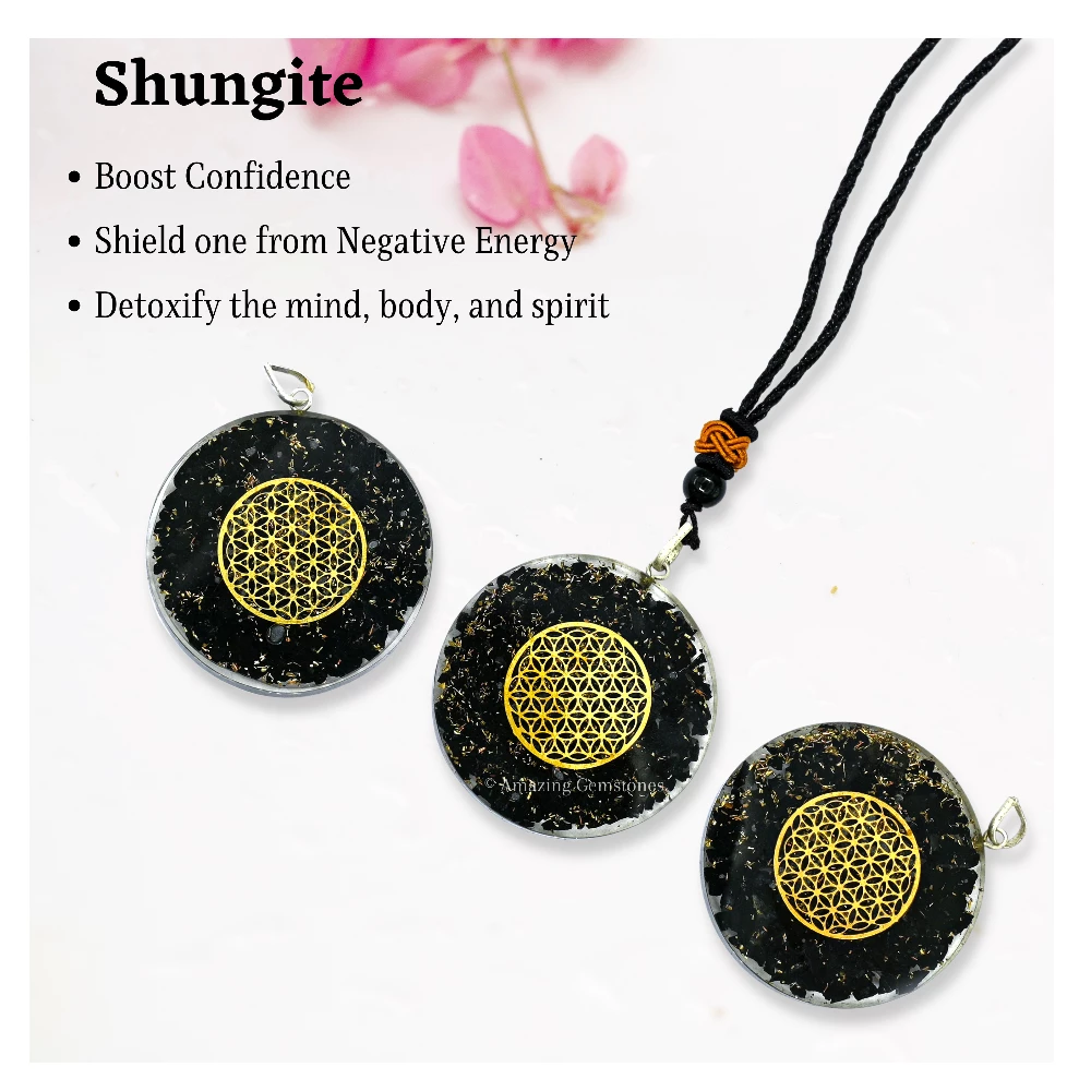 Shungite Necklace - Flower of Life