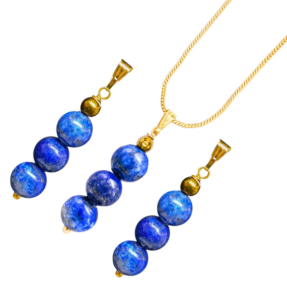 Lapis Lazuli Bead Pendant (Gold)
