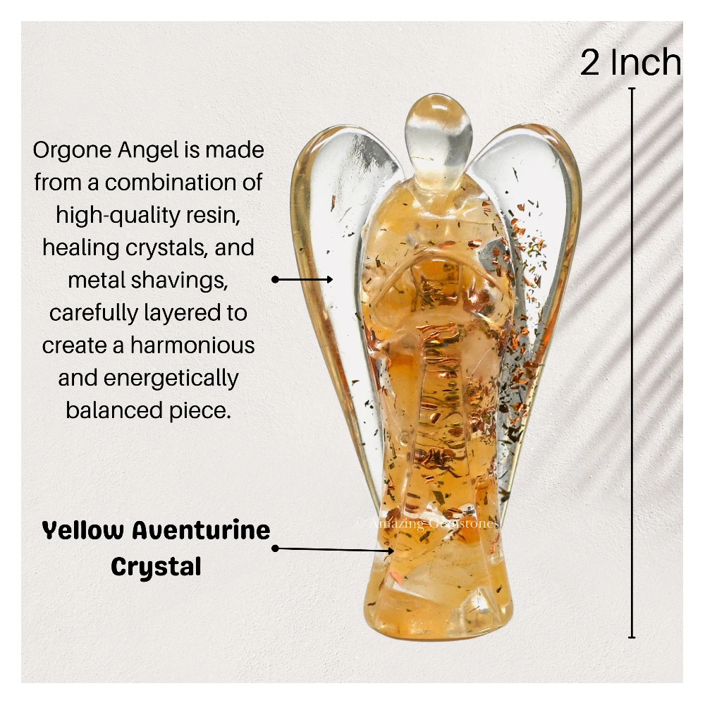 Yellow Aventurine Orgone Angel Figurine (2 Inch)