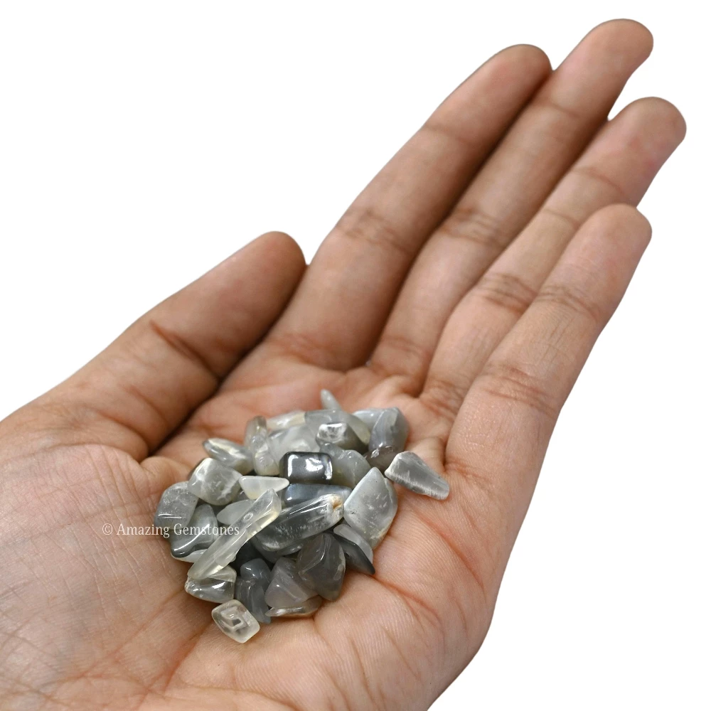 Grey Moonstone Chips - Pre Drilled