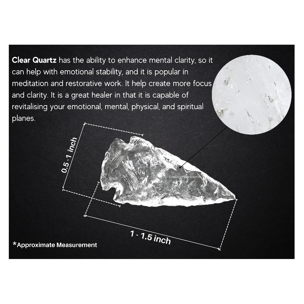 Clear Quartz Crystal Arrowhead - 1" to 1.5" (5 Pieces)