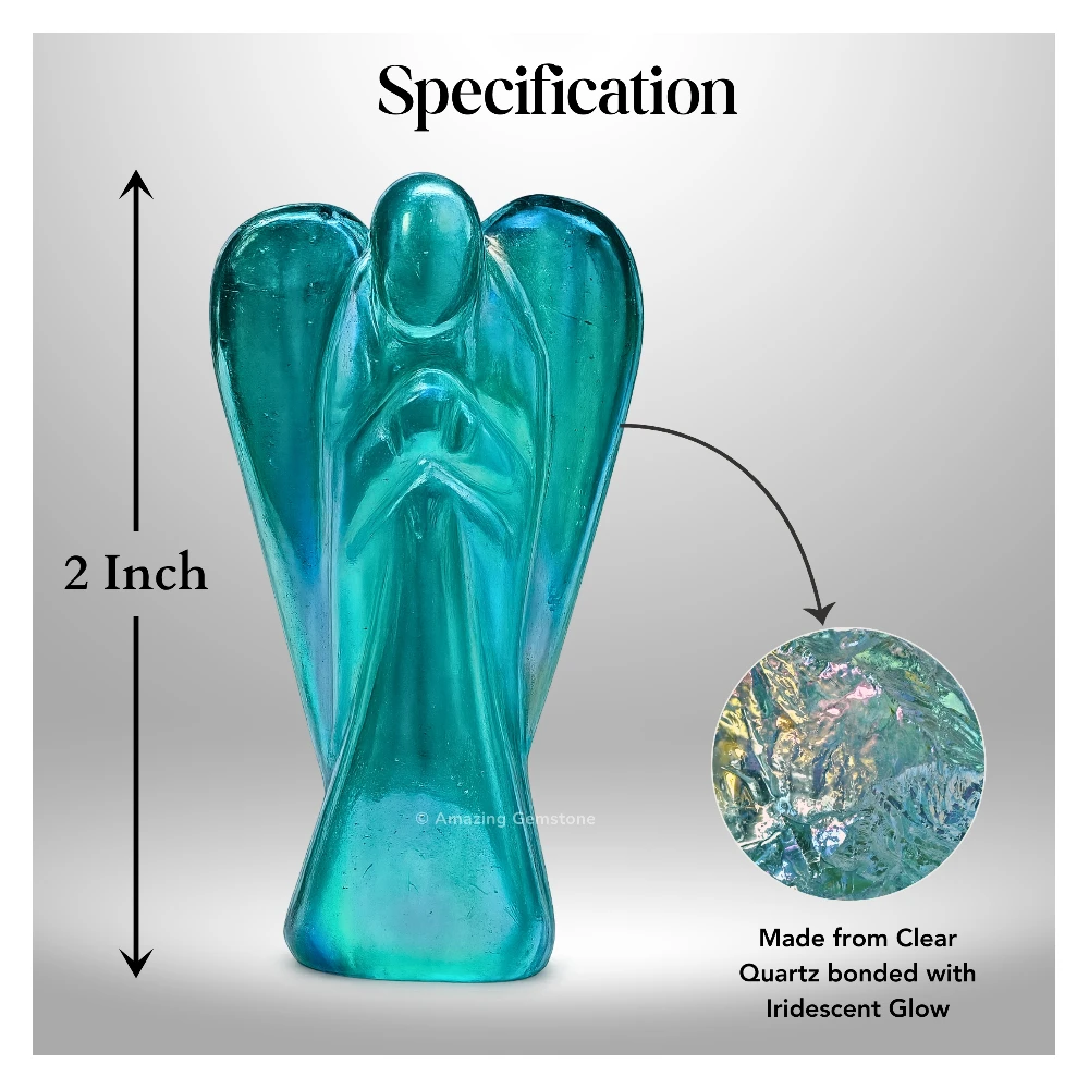 Aqua Aura Quartz Angel Figurine (2 Inch)