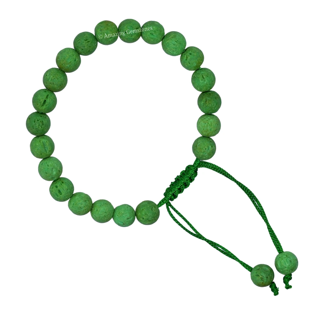 Green Lava Stone Bracelet (Adjustable)