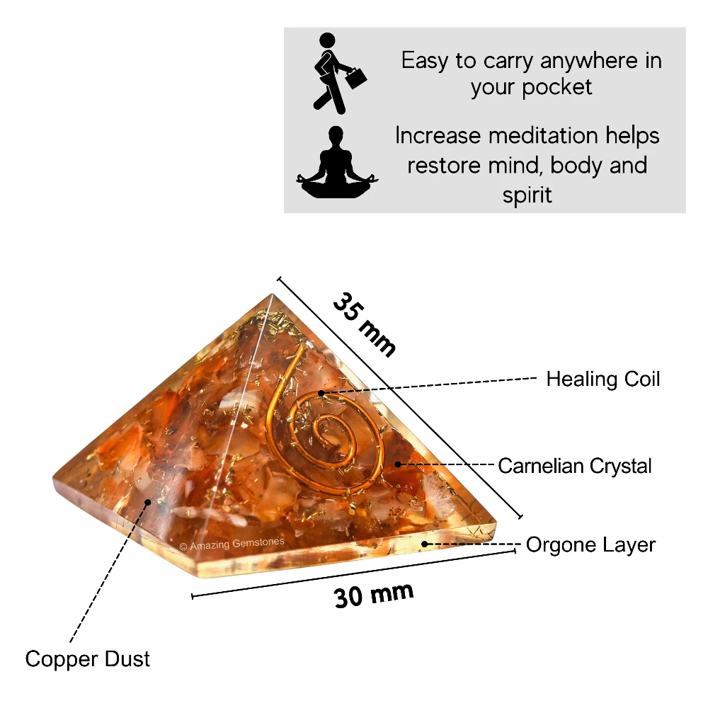Carnelian Orgone Pyramid - Mini