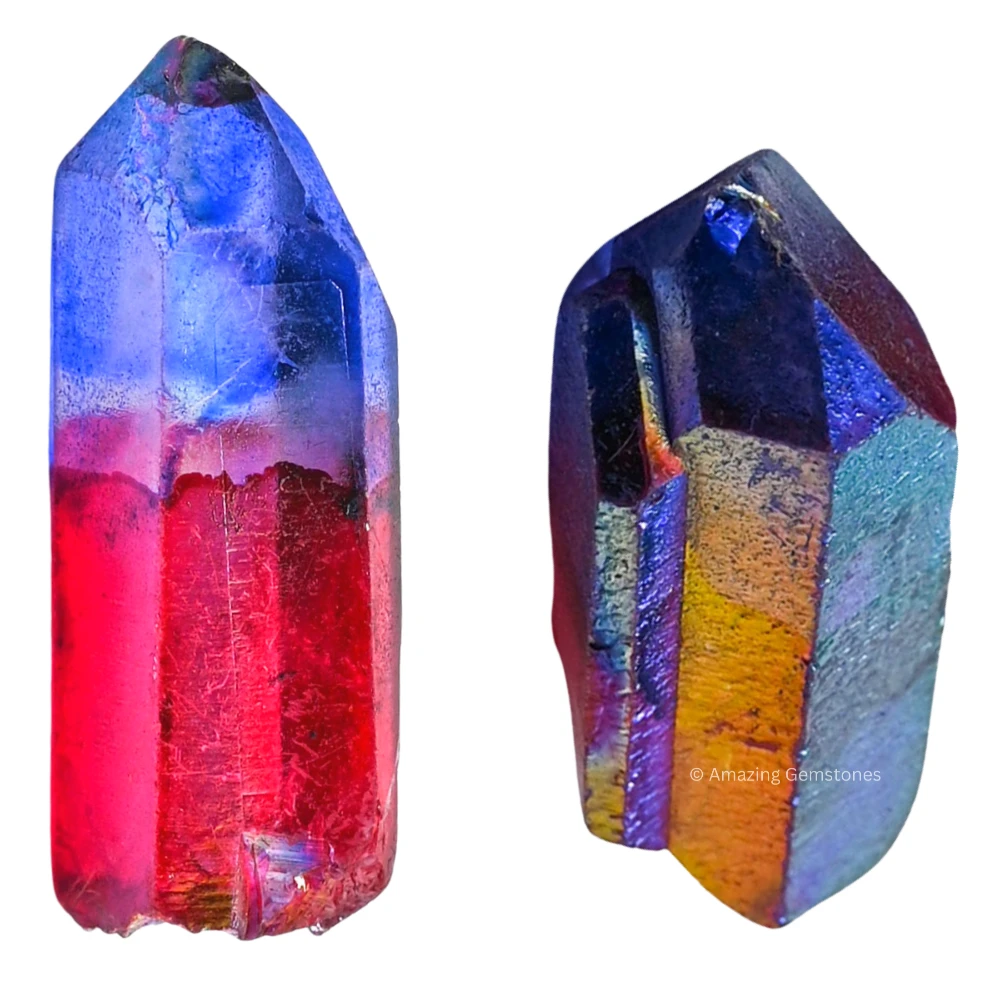 Ruby Tanzine Aura Quartz Raw Crystal Points (2 Pieces)