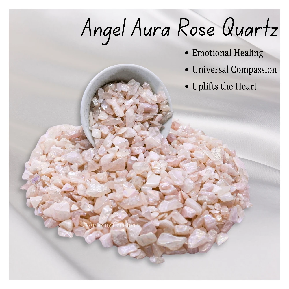 Angel Aura Rose Quartz Chips (1LB)