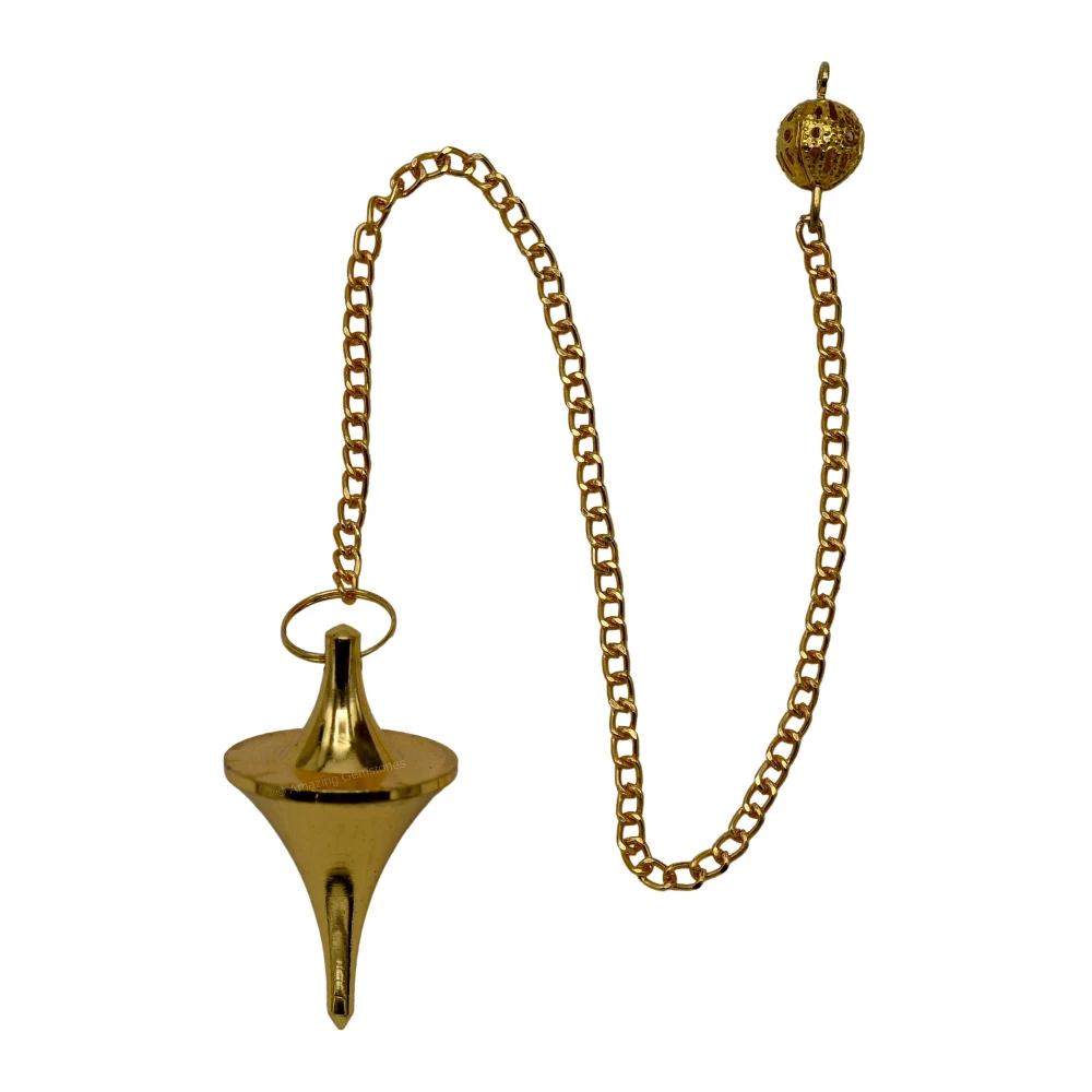Copper Metal Pendulum - Gold Disc Cone (MP36)