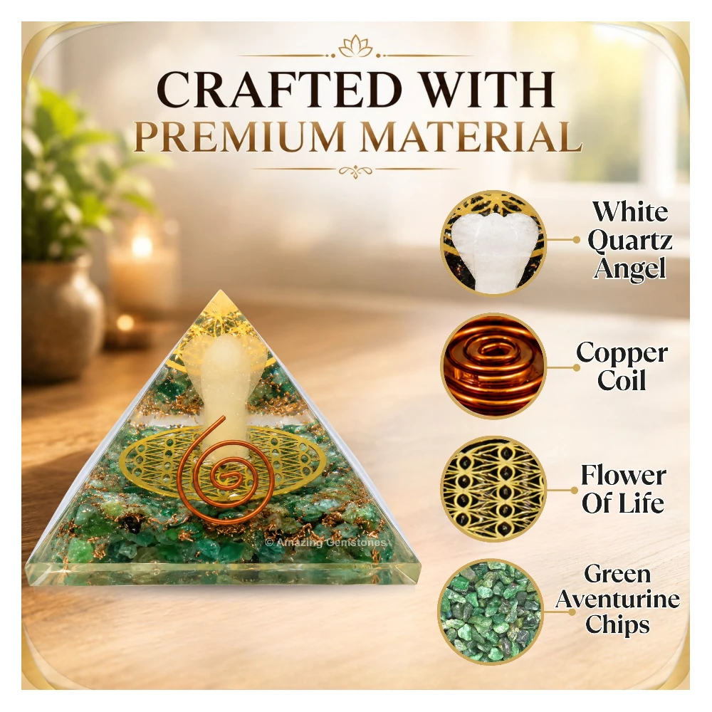 Green Aventurine Orgone Pyramid - Angel Glow in Dark