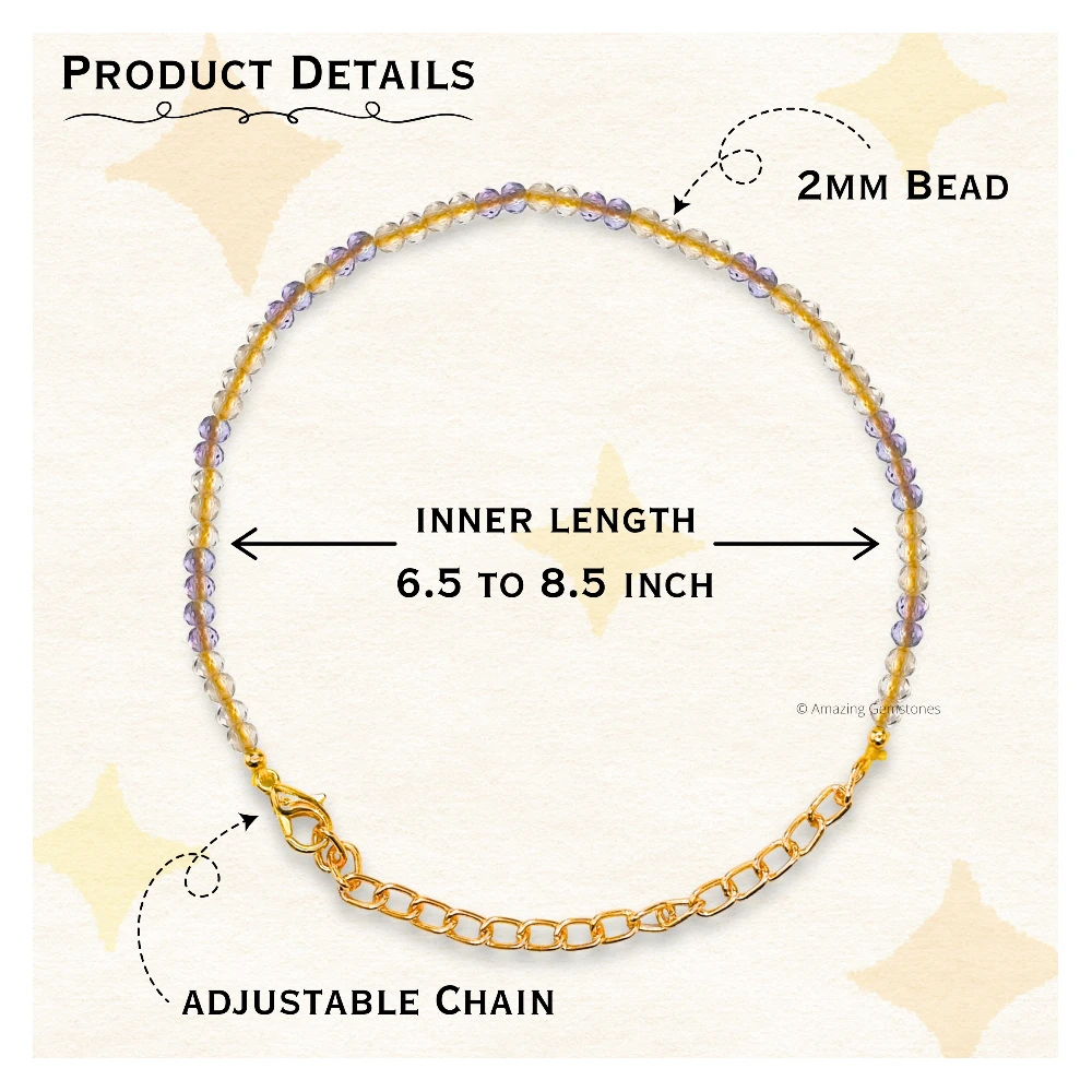 Yellow Fluorite Crystal Bracelet - 2mm Faceted Bead (Gold)