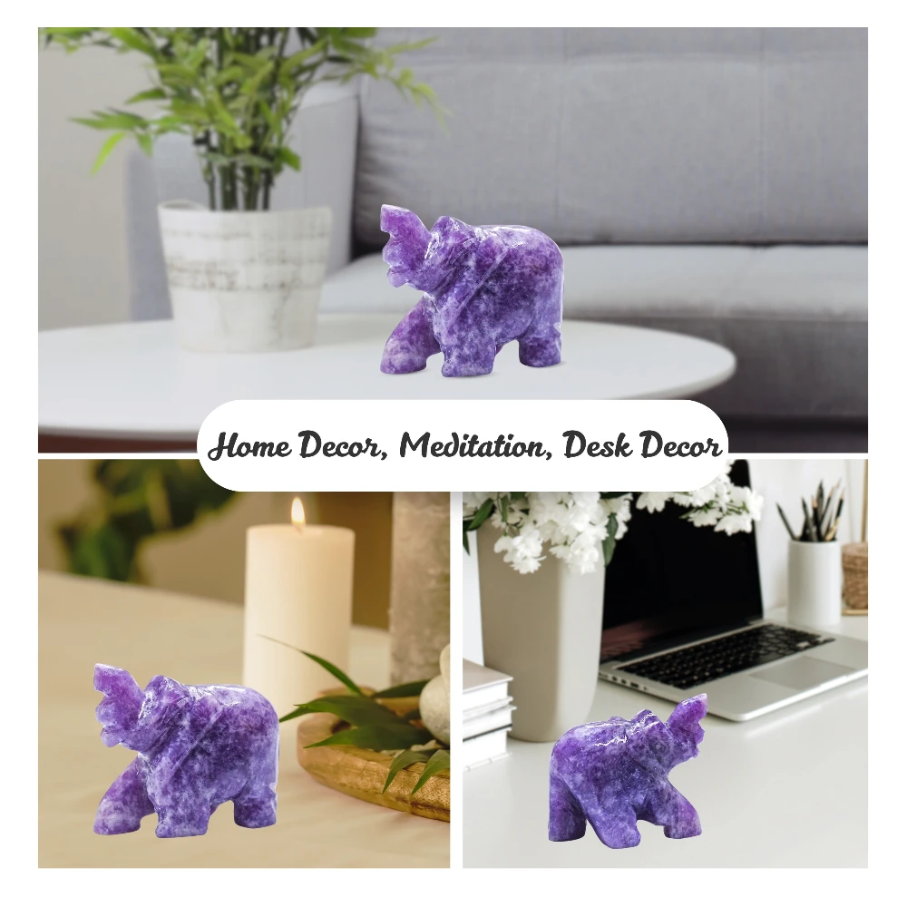 Lepidolite Mini Elephant Crystal Figurine