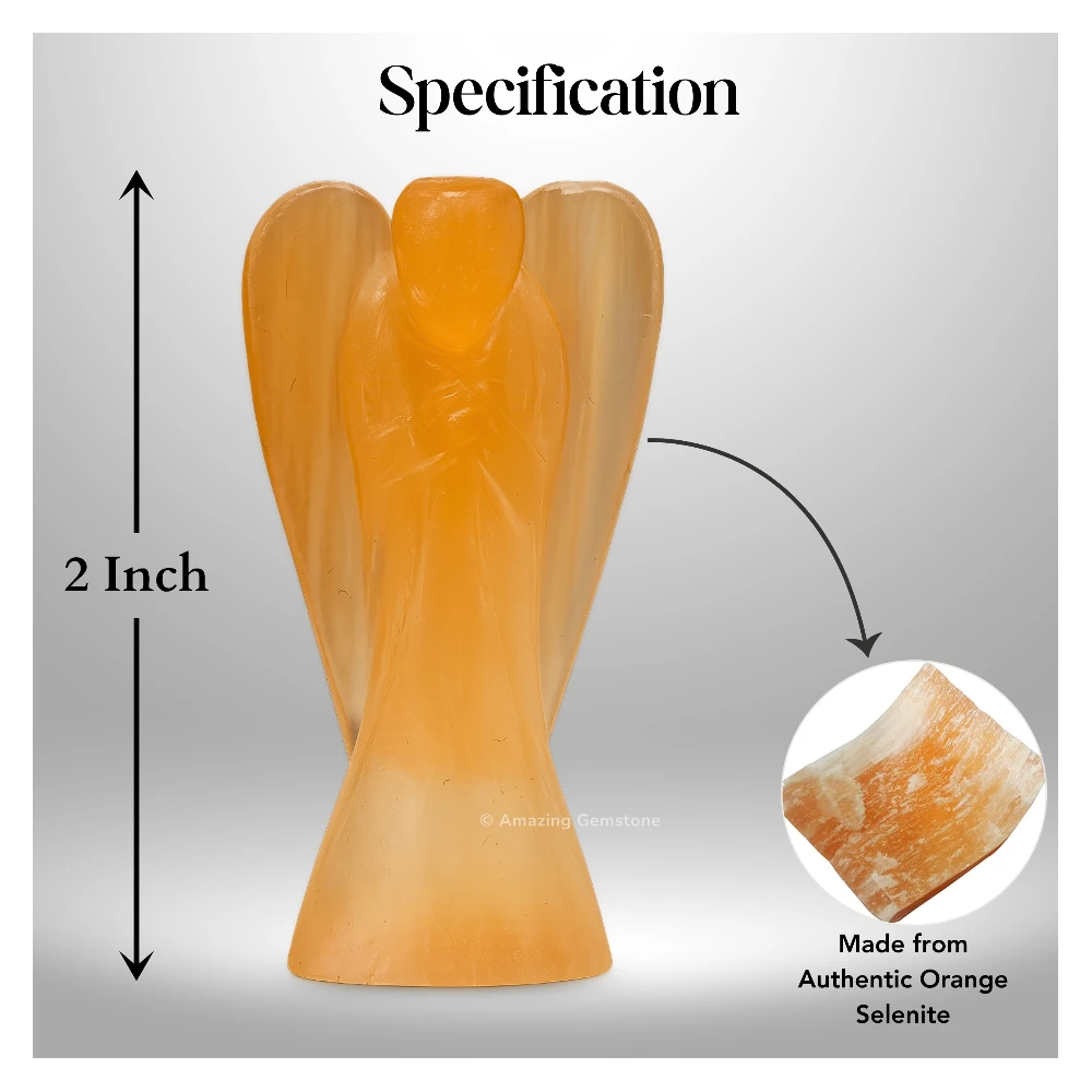 Orange Selenite Angel Figurine (2 Inch)