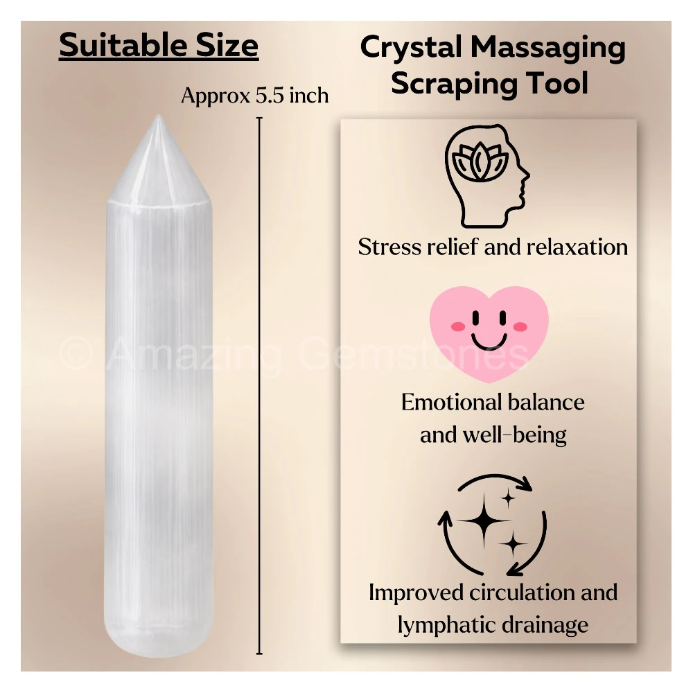 Large Selenite Wand (Faceted)