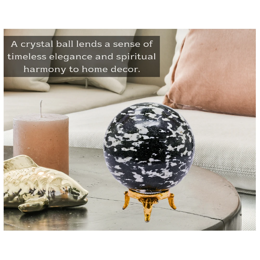 Large White and Black Tourmaline Sphere (2.5 Inch)