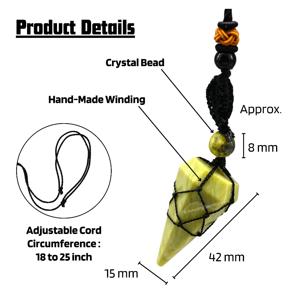 Serpentine Pendulum Pendant Necklace (Macrame)