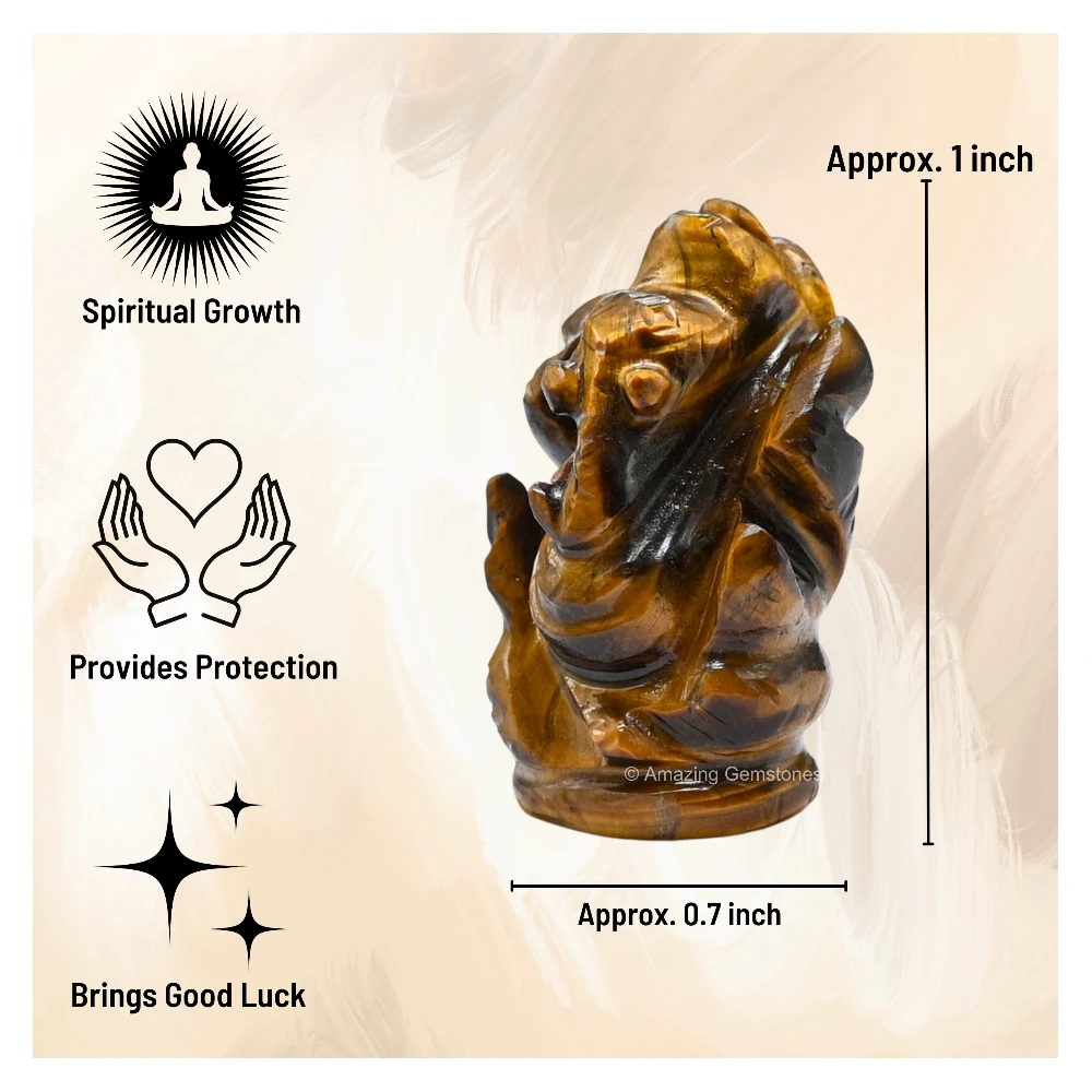 Tiger Eye Ganesha Crystal Idol