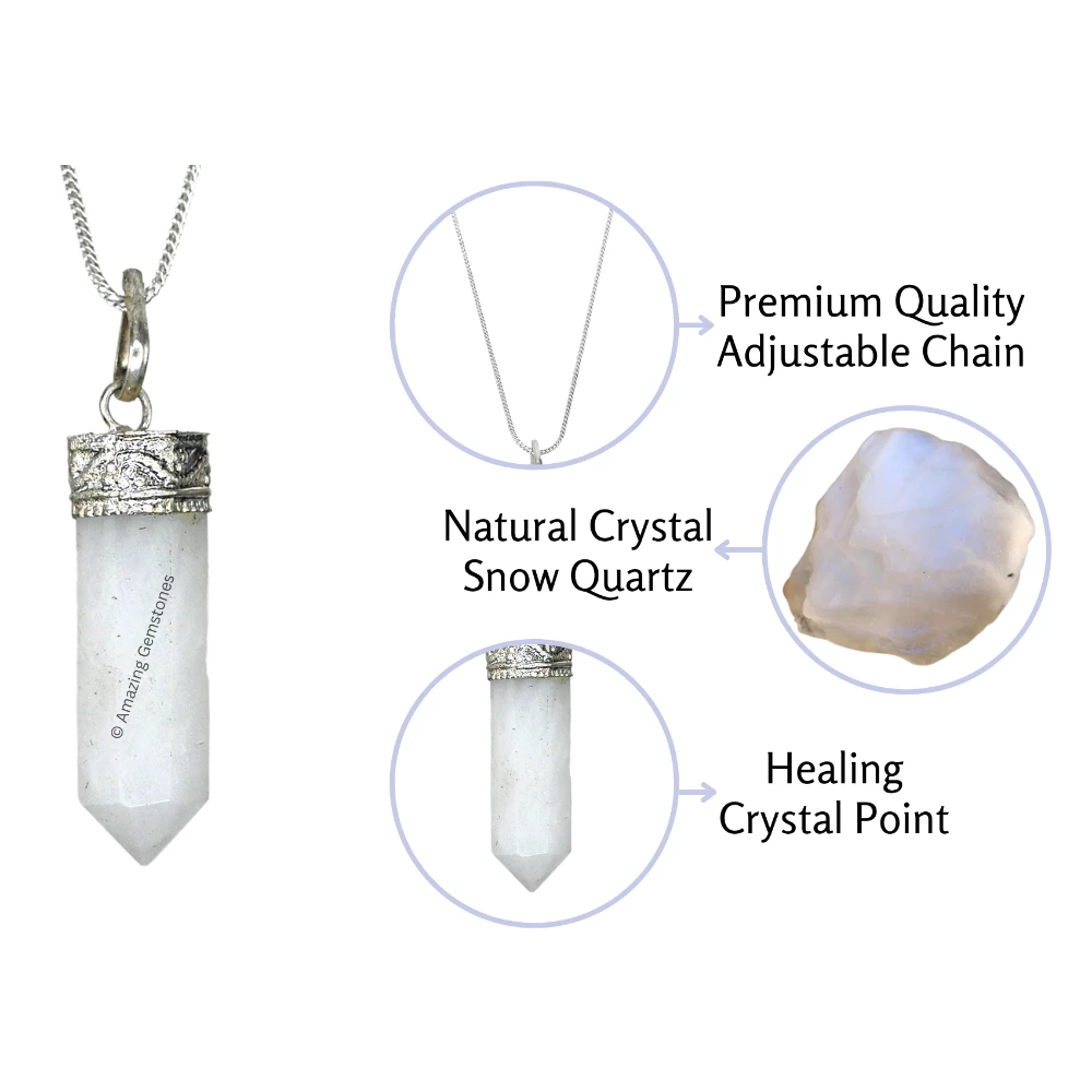 Snow White Quartz Necklace - Pencil Point (Silver)
