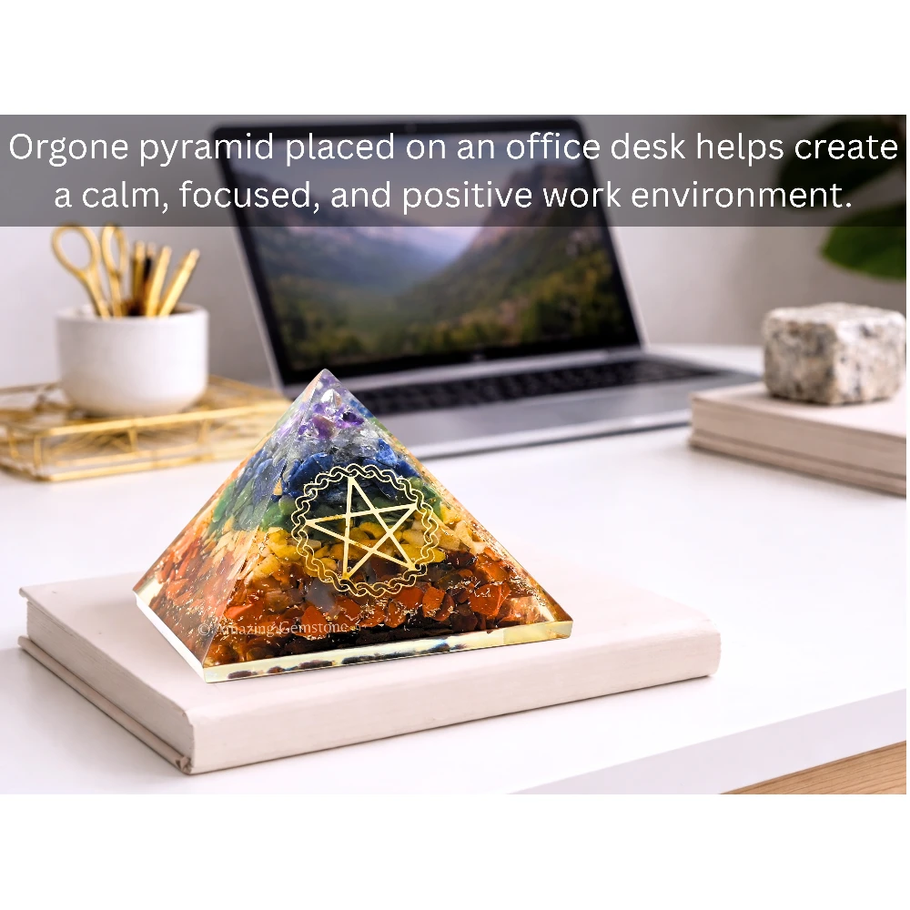 Natural Chakra Orgone Pyramid - Pentacle