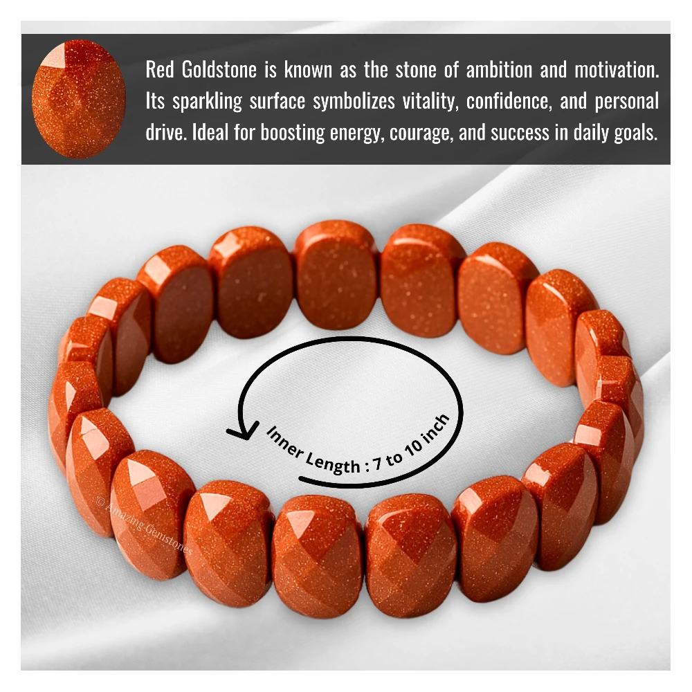 Red Goldstone Faceted Bracelet - Oval Stone
