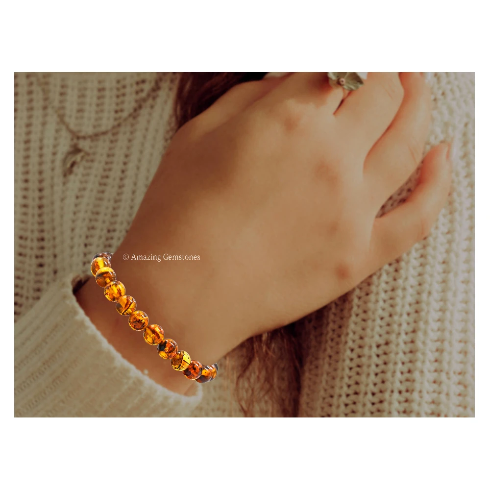 Amber Natural Bracelet (Strechable)