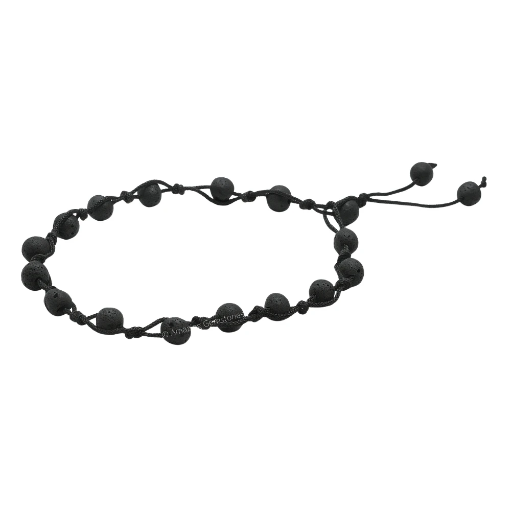 Lava Stone Anklet (Hand Knotted)
