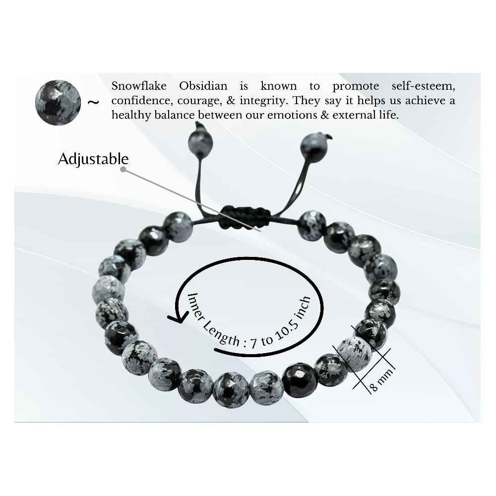 Snowflake Obsidian Bracelet (Faceted-Adjustable)